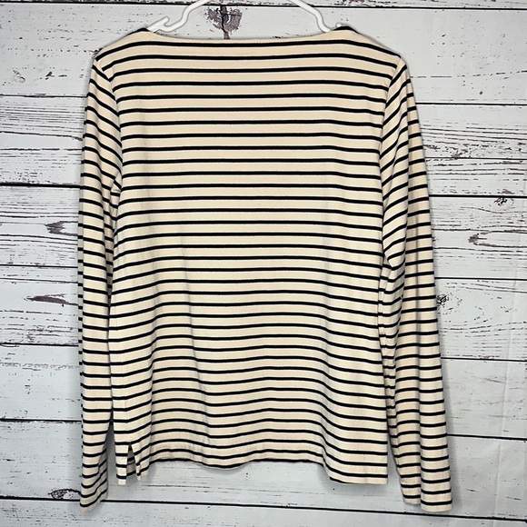 J. Crew Black and Cream Striped Long Sleeve Tee - Picture 4 of 6